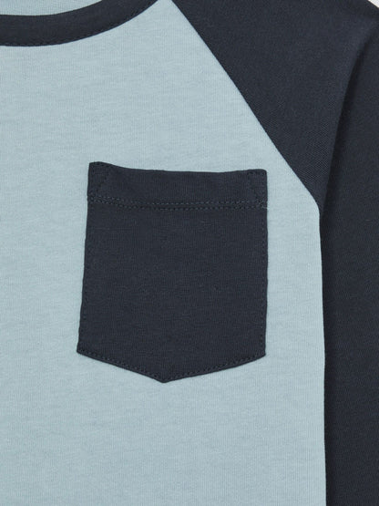 13-14 yrs Cotton Colour-Block Long-Sleeve T-Shirt in Navy Blue Children & Baby | Reiss